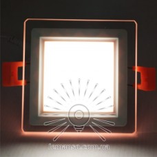 LED панель Сияние Lemanso 9W 720Lm 4500K + розовый 85-265V / LM1039 квадрат + стекло