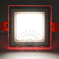 LED панель Сияние Lemanso 9W 720Lm 4500K + красный 85-265V / LM1039 квадрат + стекло