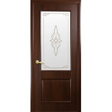 Дверное полотно Интера Вилла ПВХ DeLuxe со стеклом сатин и рисунком Р1