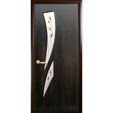 Дверное полотно Модерн Камея ПВХ DeLuxe со стеклом сатин и рисунком Р1