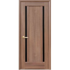 Дверное полотно Ностра Луиза ПВХ DeLuxe с черным стеклом Дверное полотно Ностра Луиза ПВХ DeLuxe с черным стеклом